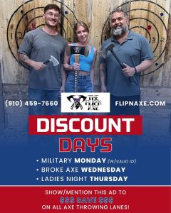 Read more about the article Bringin’ the heat at @theflipnaxe_jville ! Make your night out axe-cellent with our Discount Days